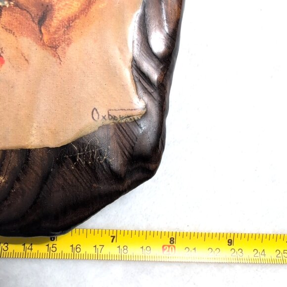 Vtg "Crying Boy" Dorothy Oxboro Indigenous Art Decoupage on Wood 8.5x11" Sealed - Picture 9 of 9